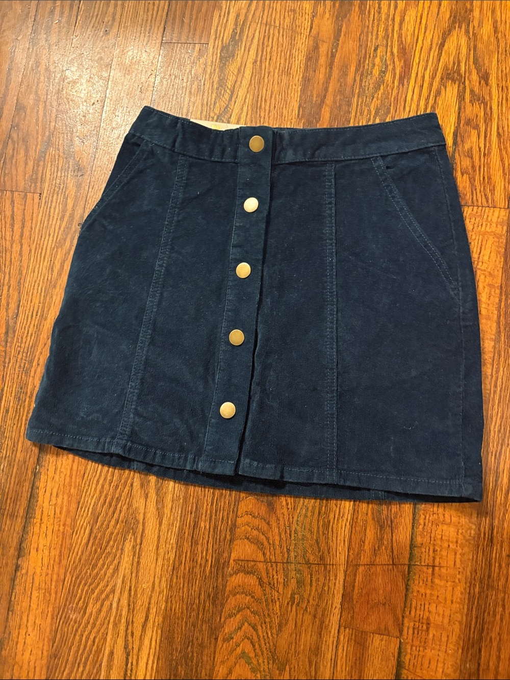 🎉NWT! Altar'd State Dark Navy Corduroy Button-Front Mini Skirt